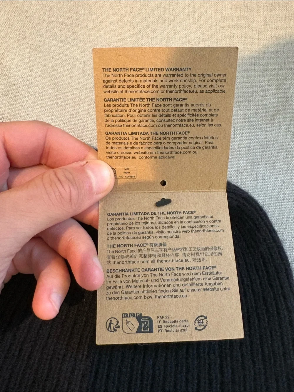 Brand New North Face Black Ribbed Fold-Over Beanie